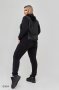 Стильний жіночий чорний спортивний костюм зі вставкою еко-шкіри з 48 по 58 розмір (2)