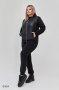 Стильний жіночий чорний спортивний костюм зі вставкою еко-шкіри з 48 по 58 розмір (3)