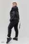 Трикотажний жіночий чорний спортивний костюм зі вставкою еко-шкіри на кофті і штанях з 48 по 58 розмір (4)