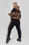 Стильний спортивний костюм зі вставкою еко-шкіри з леопардовим принтом з 48 по 58 розмір (3)