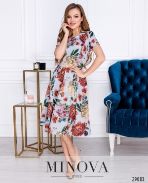 Романтичное платье в цветочный принт с юбкой в складку размеры S-ХL - 7847045 - SvitStyle