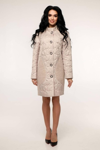 Пальто демисезонное, выполненное из стеганной плащевой  ткани и трикотажа, прямого силуэта с 44 по 54 размер - SvitStyle
