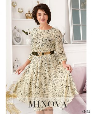 Цветочное платье с отрезным лифом и пышным подолом с 48 по 54 размер - SvitStyle