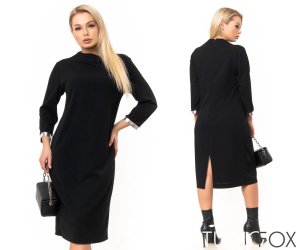 Базовое черное платье миди с молнией сзади с 46 по 62 размер - 8334976 - SvitStyle