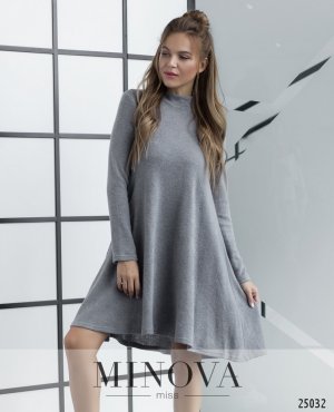 Уютное теплое расклешенное платье с высокой горловиной размеры S-ХL - 8388941 - SvitStyle