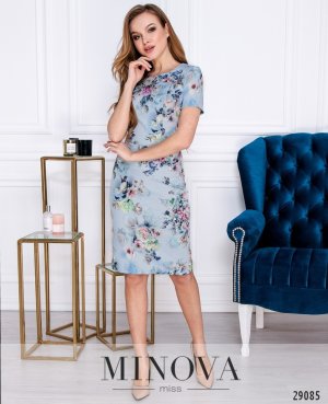 Платье – футляр с короткими рукавами в нежный цветочный рисунок размеры S-ХL - 8388997 - SvitStyle