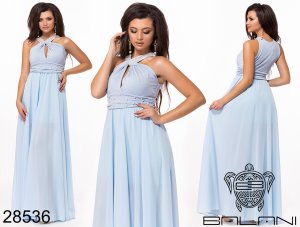 Шикарное вечернее платье в пол с драпировкой и бусинами размеры S-L - 8389041 - SvitStyle