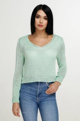 Молодежный укороченный свитер с удлиненной спинкой с длинным рукавом с 42 по 46 размер - 8389108 - SvitStyle
