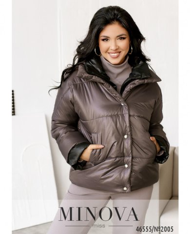 Укороченная теплая куртка с карманами размер 42-46 - SvitStyle