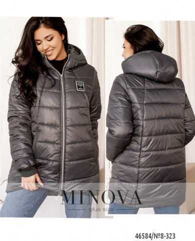 Удлиненная теплая куртка средней длины с капюшоном синтепон 250 размер с 52 по 66 размер - SvitStyle