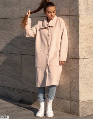 Кашемировое пальто с подкладкой, застегивается на пуговицы с 42 по 46 размер - 8390004 - SvitStyle