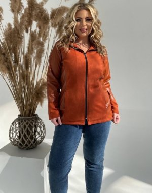 Замшева жіноча куртка-піджак на блискавці с 48 по 58 размер - 8480147 - SvitStyle