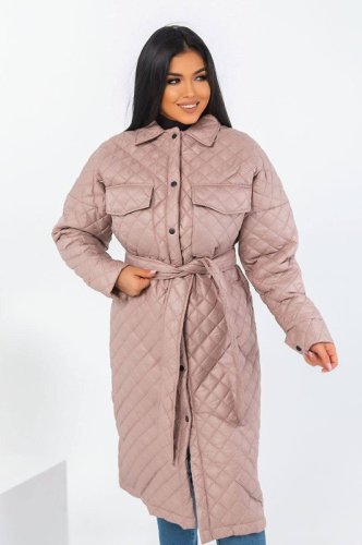 Молодіжне стюобане пальто на кнопках з поясом з 50 по 60 розмір - SvitStyle