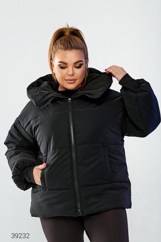 Тепла зимова куртка з трикотажними манжетами з водонепроникної плащової тканини з 42 по 54 розмір - SvitStyle