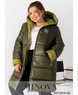 Тепла зимова курточка з яскравими вставками та капюшоном з 52 по 66 розмір - 8516483 - SvitStyle