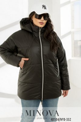 Комфортна тепла куртка з капюшоном з приспущеною лінією плечей та зручними кишенями  з 52 по 66 розмір - 8516501 - SvitStyle