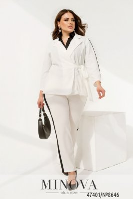 Стильний костюм жіночий, жакет з брюками з лампасами та кишенями з 50 по 56 розмір - 8532904 - SvitStyle