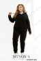 Жіночий чорний спортивний костюм на флісі, подовжена кофта оверсайз та штани вільного крою з 46 по 52 розмір (1)