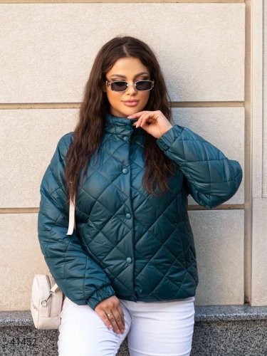 Жіноча демісезонна стьобана куртка з коміром стійкою на кнопках з 50 по 56 розмір - SvitStyle