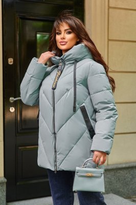 Тепла жіноча куртка з капюшоном на блискавці та зручними кишенями з 54 по 64 розмір - 8599330 - SvitStyle