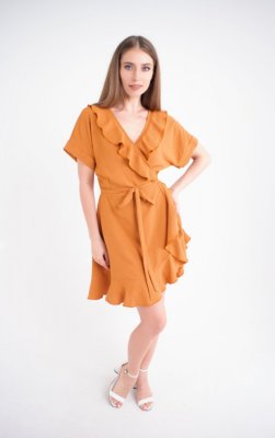 Жіноча сукня гірчиця (Рюша) - 8627402 - SvitStyle