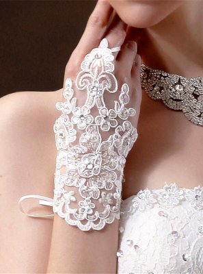 Весільні рукавички білі з пайеткой А-1027 - 5396704 - SvitStyle