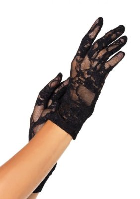 Гипюровые перчатки черные - SvitStyle
