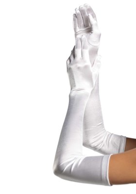 Длинные атласные перчатки белые - SvitStyle