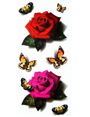 Временная татуировка с бабочками и двумя розами - 5659038 - SvitStyle