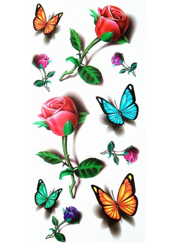 Временная татуировка бабочки с розами - SvitStyle