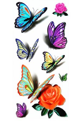 Временная татуировка бабочки и розы - 5659042 - SvitStyle