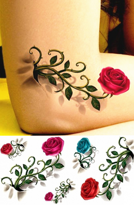 Временное тату «Розы с шипами» 3D - SvitStyle