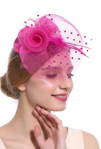 Женская розовая шляпка с вуалью А-1054 - SvitStyle