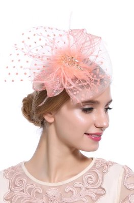 Унікальна жіночий рожевий капелюшок з вуаллю і брошкою А-1108 - 6179790 - SvitStyle