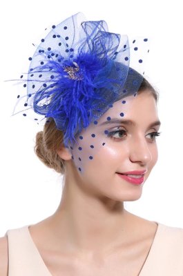 Унікальна жіноча синя капелюшок з вуаллю і брошкою А-1106 - 6179794 - SvitStyle
