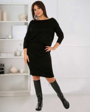 Чорне трикотажне плаття ангорка.M905 Розмір:M/L - 8601227 - SvitStyle