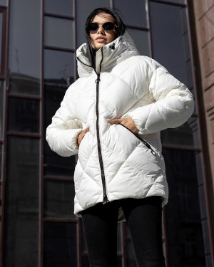 Біла зимова куртка пуховик. LP2005 Розмір: 42 - 8601386 - SvitStyle