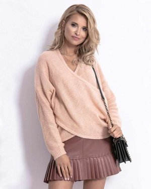 Легкий светр з V-подібним вирізом пудрового кольору. F781 Розмір:One-Size - 8601390 - SvitStyle