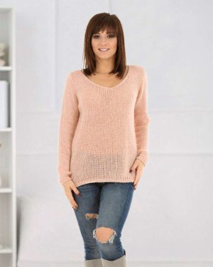 В'язаний светр пуловер рожевого кольору. F154 Розмір:One-Size - 8601391 - SvitStyle
