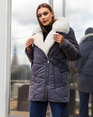 Куртка зимова жіноча кольору графіт. K258 - 8601405 - SvitStyle