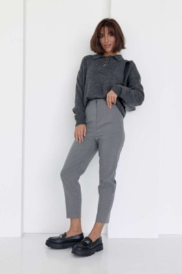 Класичні жіночі штани вкорочені кольору графіт.LUX50545 Розмір: S - 8613520 - SvitStyle