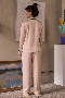 Пижама женская шелковая с брюками Beige Peach рубашка длинный рукав Бежевый (12)