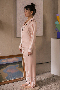 Пижама женская шелковая с брюками Beige Peach рубашка длинный рукав Бежевый (10)