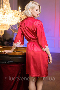 Халат женский шелковый c кружевом на запах, рубинового цвета Ruby 7173 Mia-Amore (2)