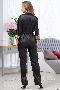 Домашний костюм женский из натурального шелка брюки жакет Черный Amanda 3636 Mia-Amore (2)