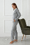 Пижама брюки кофта длинный рукав домашний трикотажный костюм Paula Серый (4)