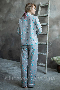 Фланелевая пижама брюки рубашка длинный рукав хлопок Blue Stars M (12)