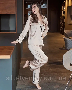 Пижама женская шелковая с брюками Beige Peach рубашка длинный рукав Бежевый XXL (2)