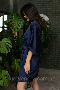 Шелковый халат женский с поясом Ocean темно-синий (8)