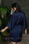 Шелковый халат женский с поясом Ocean темно-синий (3)